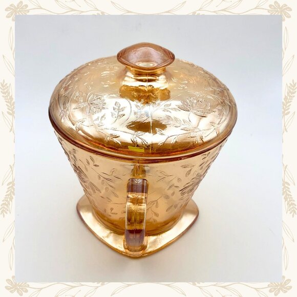 Vintage Jeanette Glass Floragold “Louisa” Creamer & Sugar Bowl Set - Picture 9 of 14